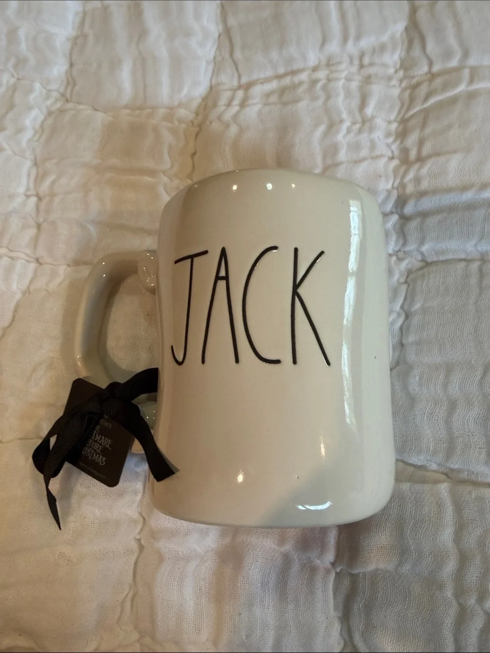 Rae Dunn White Mug with Black 'JACK' Lettering